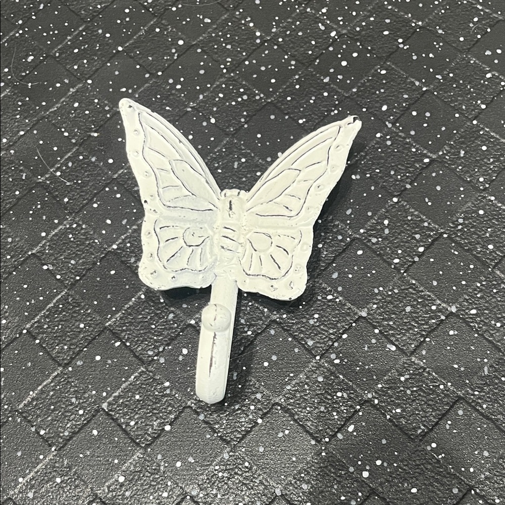 White metal Butterfly Wall Hook - Decorative Accent